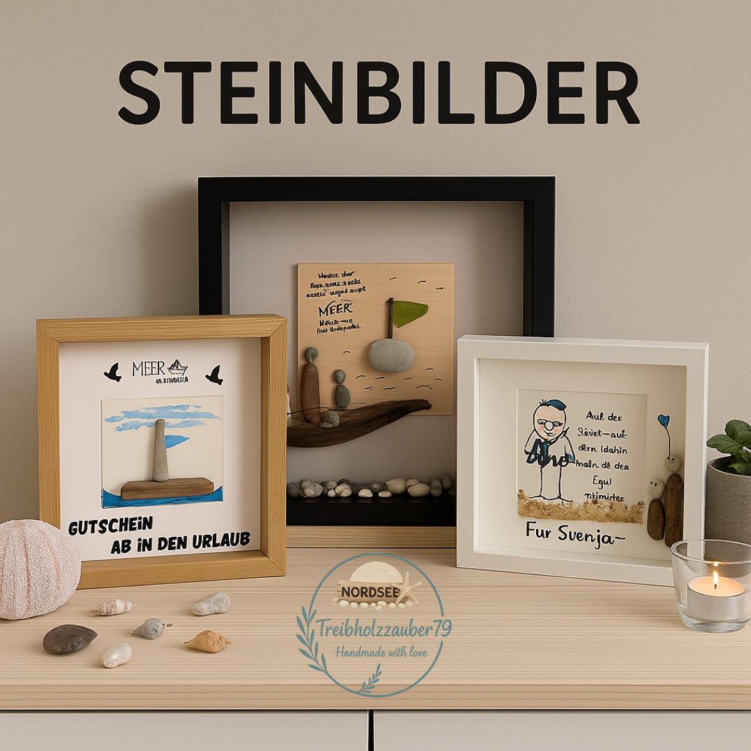 Steinbilder maritime Deko - Kunst aus Naturmaterialien