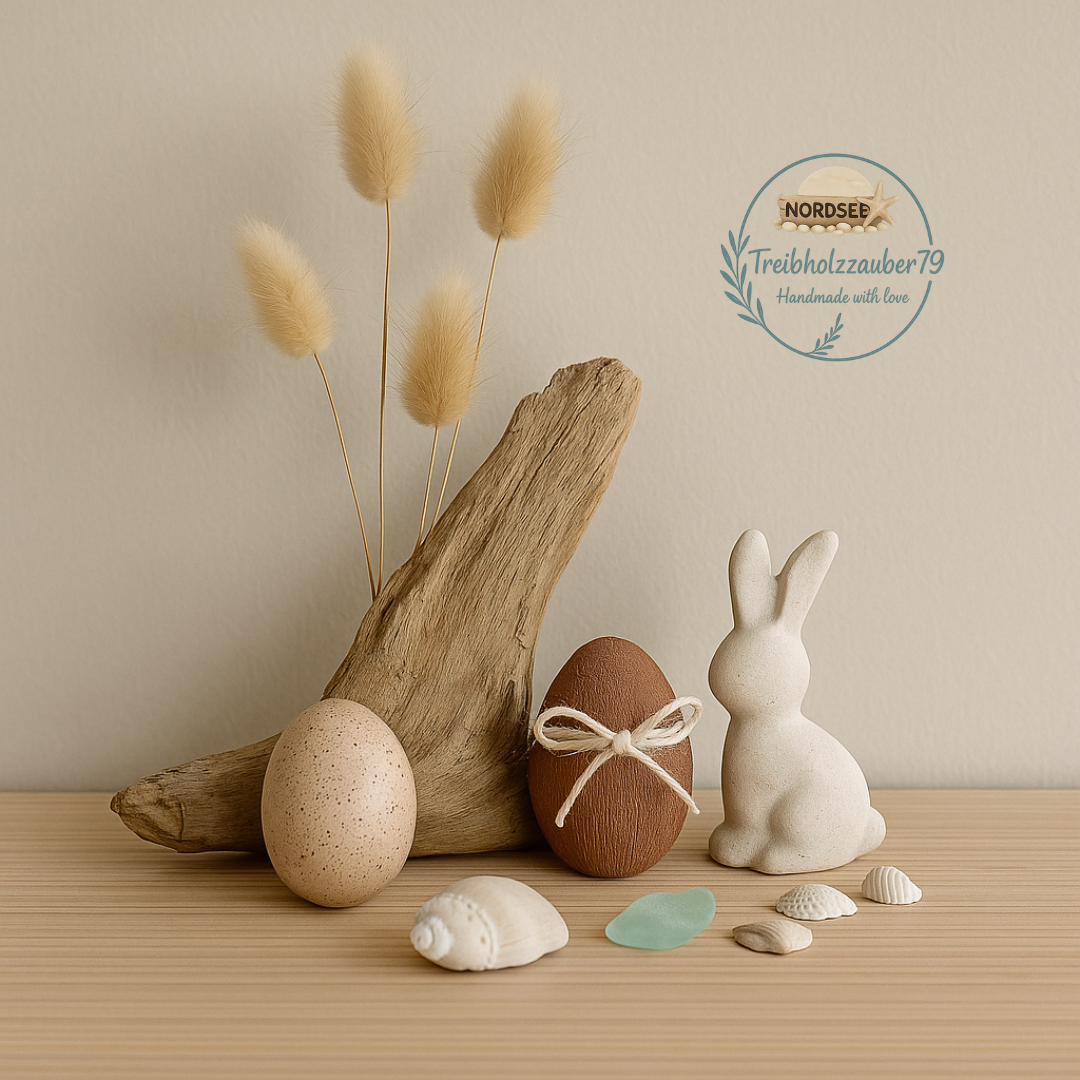 Nordische Osterdeko aus Holz - handgemachte maritime Dekoration im skandinavischen Stil von Treibholzzauber79