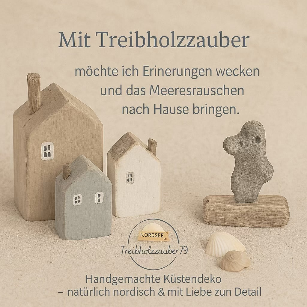 Grafik über handgemachte Küstendeko, die Erinnerungen an das Meer bewahrt.