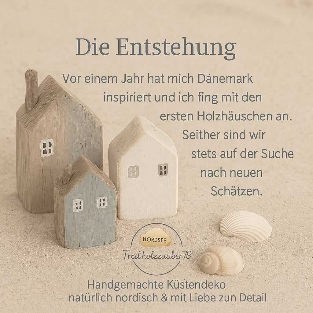 Grafik über die Entstehung der handgefertigten Holzhäuschen von Treibholzzauber79.