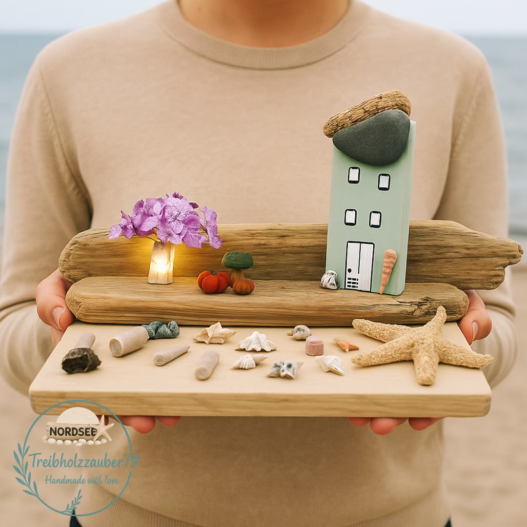 Maritime Treibholz Deko Haus handgefertigte Herbst Deko aus echtem Treibholz mit original Strandfunde von Treibholzzauber79