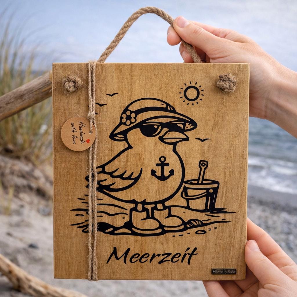 Coastal Wanddeko Holz mit Möwe und Meer Motiv skandinavische Einrichtung von Treibholzzauber79