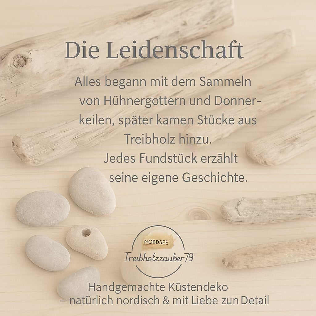 Grafik über die Leidenschaft hinter handgemachter Küstendeko mit Naturmaterialien.