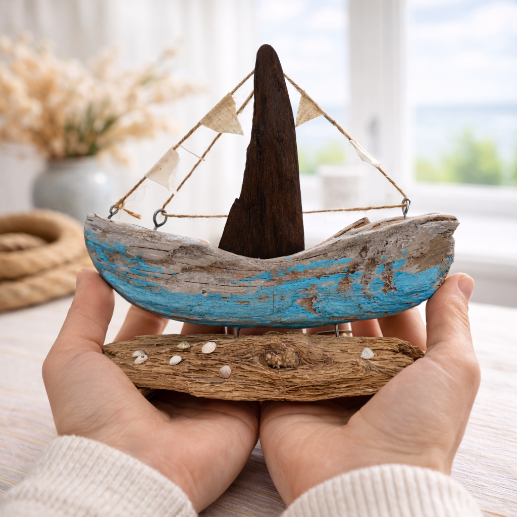 Handgemachtes Driftwood Boat nordische Küstendeko von Treibholzzauber79
