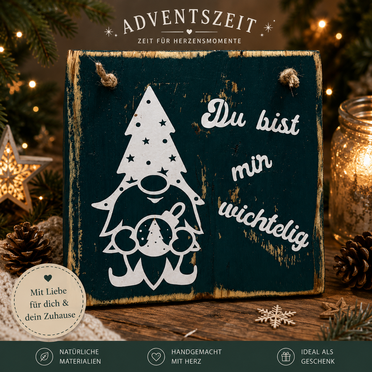 Weihnachts Dekoschild aus Holz handgemacht – nordische Deko von Treibholzzauber79