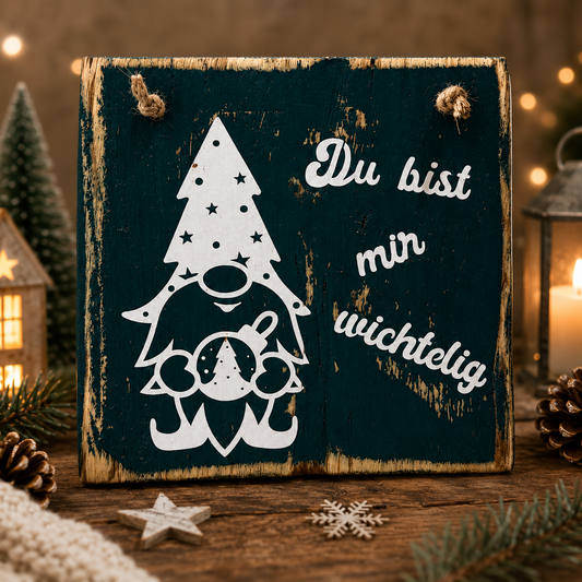 Handgefertigtes Dekoschild zu Weihnachten nordisch – Holzschild im skandinavischen Küstenstil