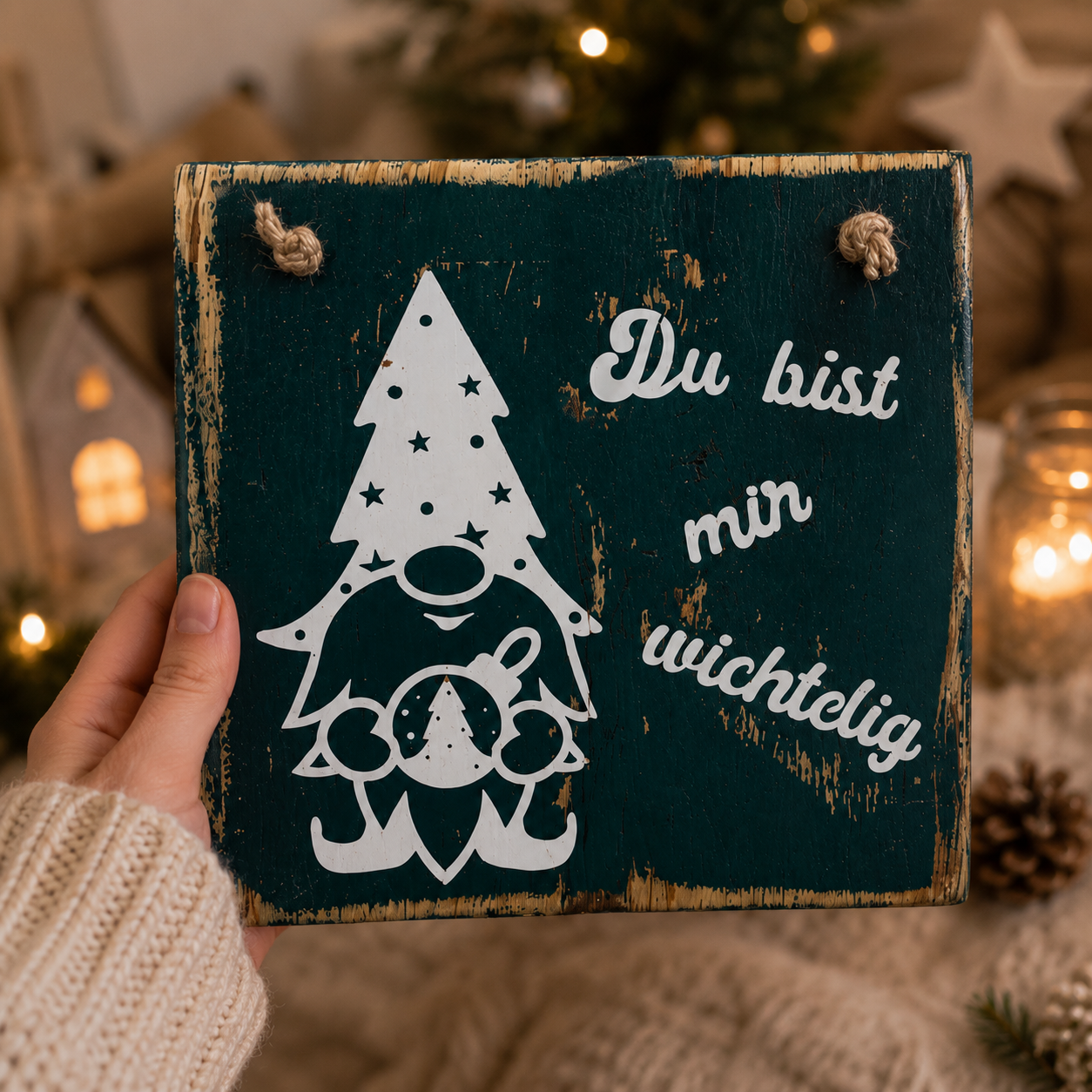 Nordisches Holz Dekoschild Weihnachten – handgemachtes Unikat als Geschenk oder Wanddeko