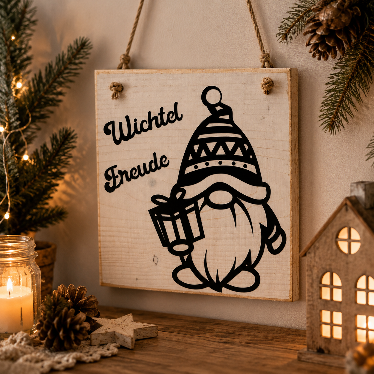 Holzschild Wichtel Freude – maritime Weihnachtsdeko handgemacht aus Naturholz | Treibholzzauber79