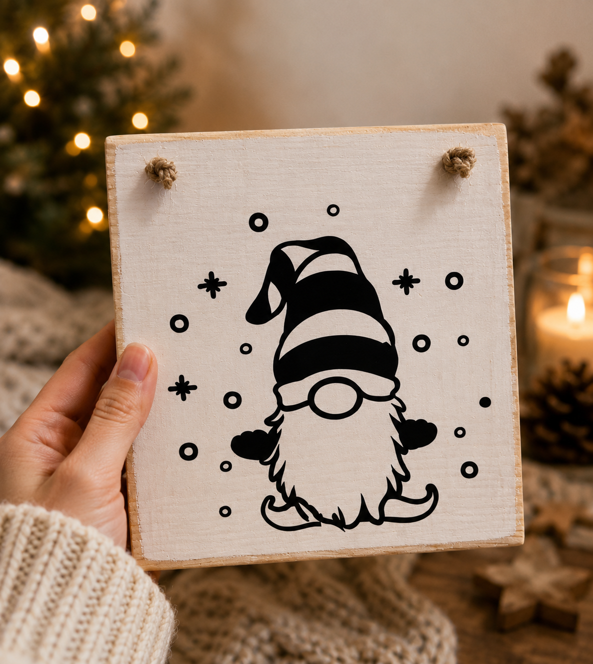 Holz Dekoschild Weihnachten nordisch – handgemachtes Unikat als Geschenk oder Türdeko