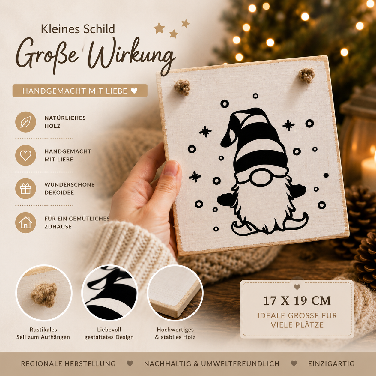 Weihnachtsschild aus Holz im skandinavischen Stil – maritime Weihnachtsdeko Unikat von Treibholzzauber79
