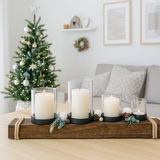Weihnachtlicher Kerzenhalter aus massiver Eiche vereint Natürlichkeit, nordisches Design und maritime Wärme in einem Stück.