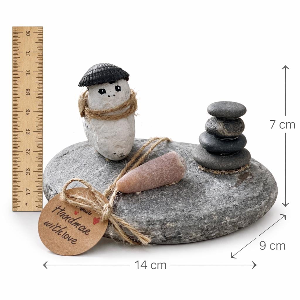 Küsten Deko aus Natursteinen mit Maßangaben 14 x 9 x 7 cm, handgefertigtes Unikat von Treibholzzauber79