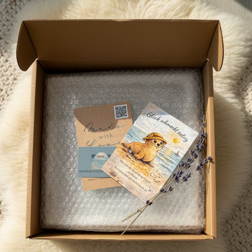 Sicher verpackte handgemachte Treibholz Deko in Geschenkverpackung, maritime Küstendeko von Treibholzzauber79.