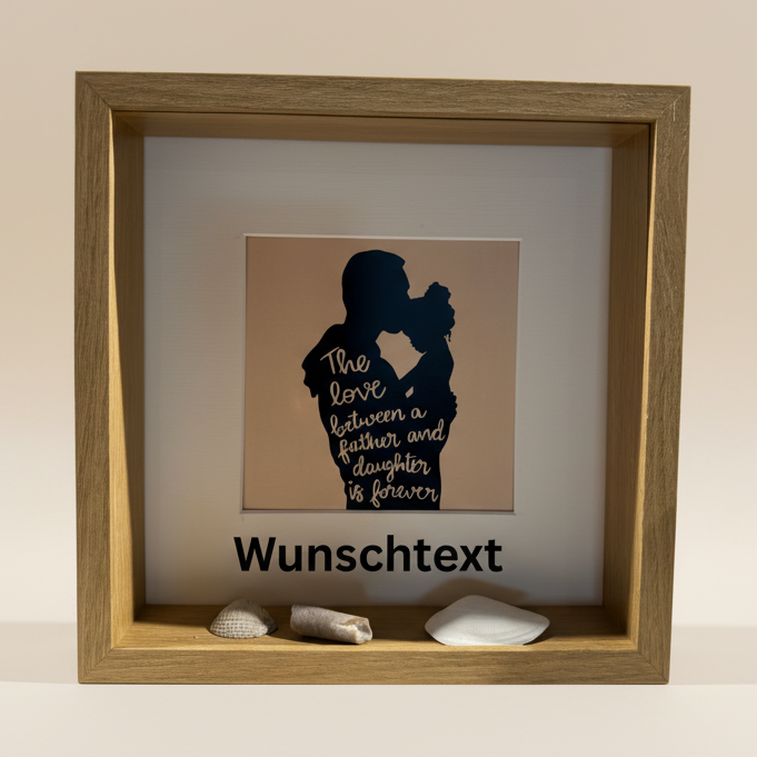 Personalisierter Bilderrahmen Vater Tochter mit Wunschtext, Namen und Koordinaten unter dem Motiv