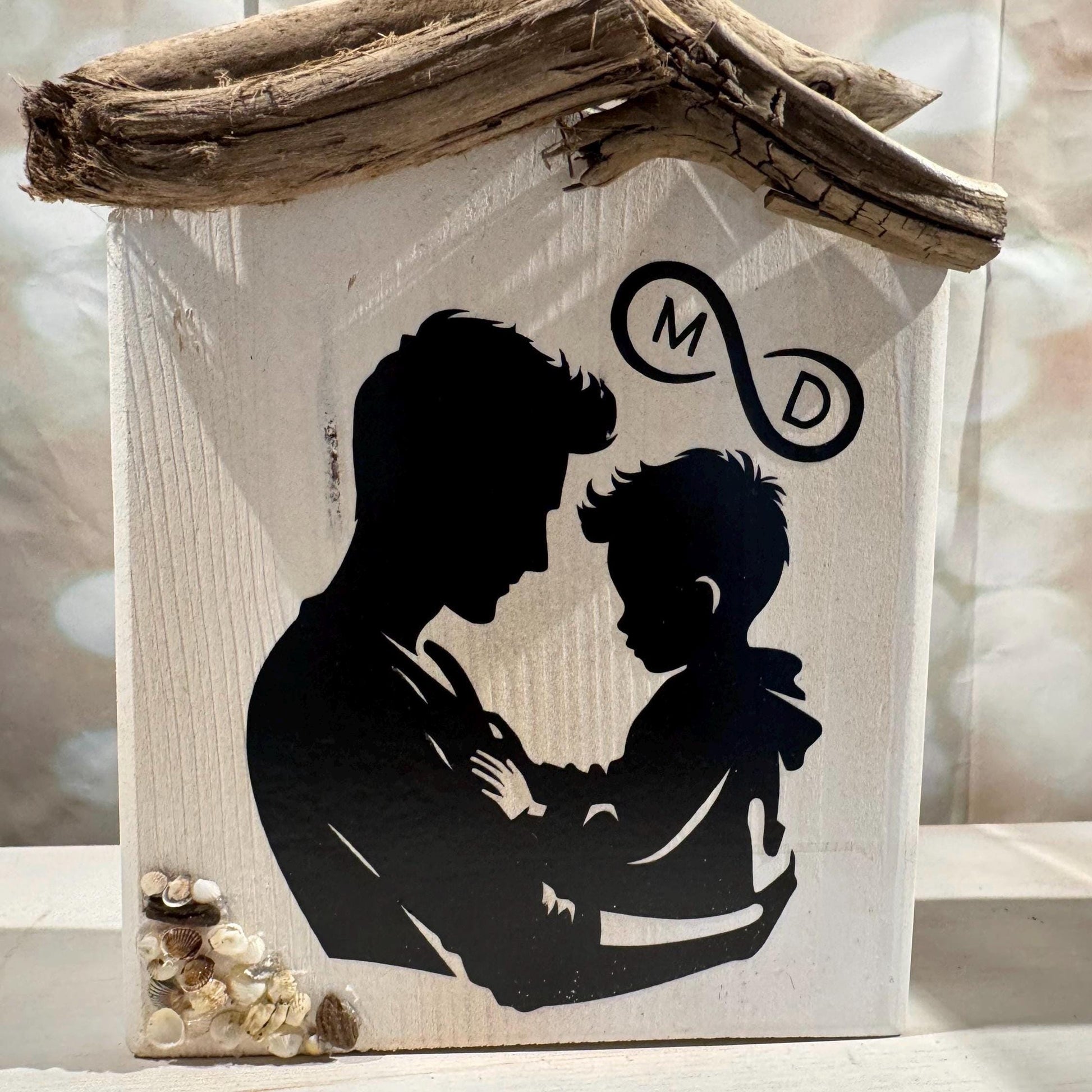 Vater & Sohn Dekohaus aus Treibholz – Handmade Driftwood Art | Geschenkidee Vatertag und Geburtstag – Handmade aus Holz