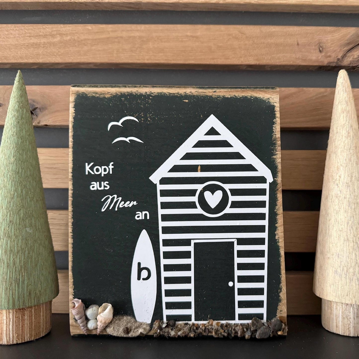 Kopf aus Meer an – maritimes Holzschild mit Muscheln | Handgemachte Küstendeko  aus Eichenholz von Treibholzzauber79