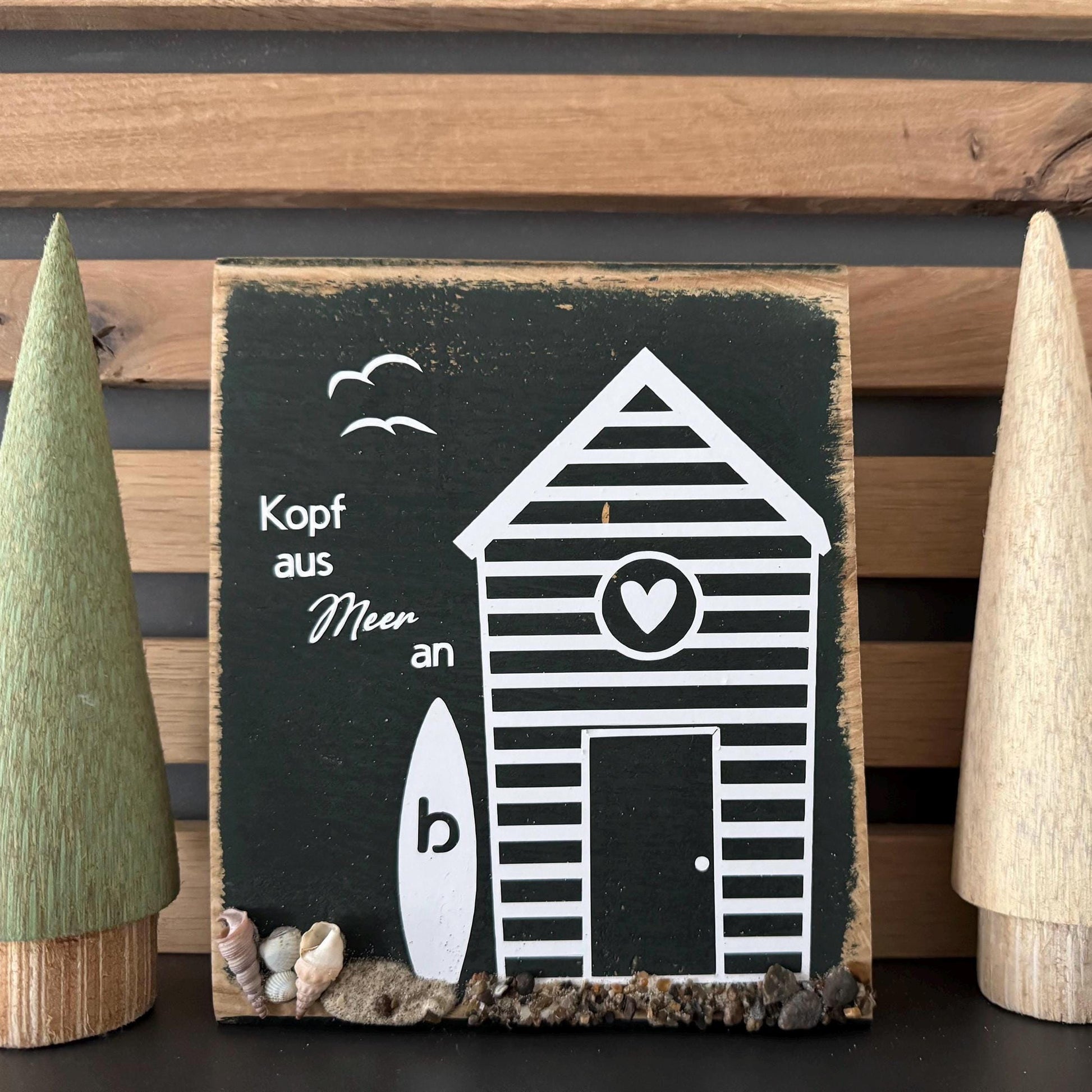Kopf aus Meer an – maritimes Holzschild mit Muscheln | Handgemachte Küstendeko  aus Eichenholz von Treibholzzauber79