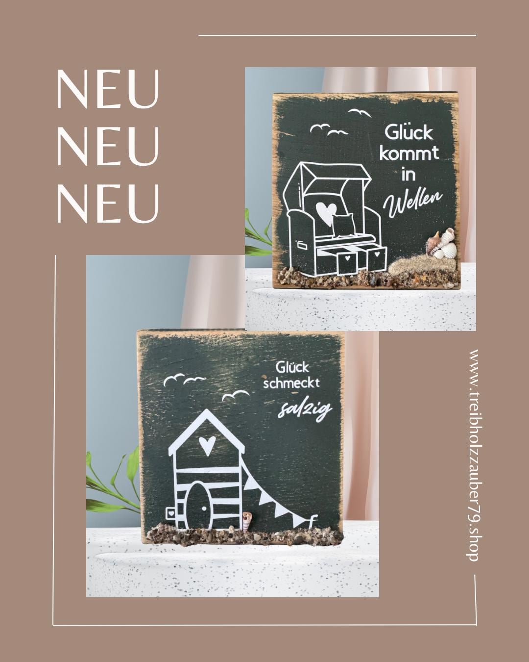Kopf aus Meer an – maritimes Holzschild mit Muscheln | Handgemachte Küstendeko & Geschenkidee für Strandliebhaber