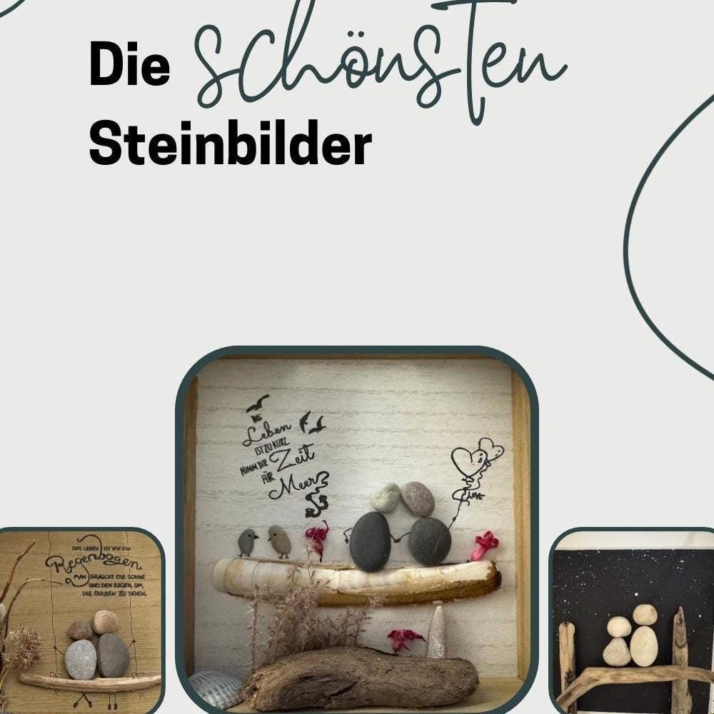 Handgemachtes Steinbild personalisiert als Geschenkidee - maritime Wanddekoration aus Naturmaterialien.