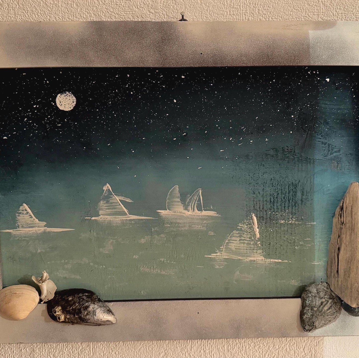 Nordisches Küstenbild in Acryl, original handmade auf Holz von Treibholzzauber79