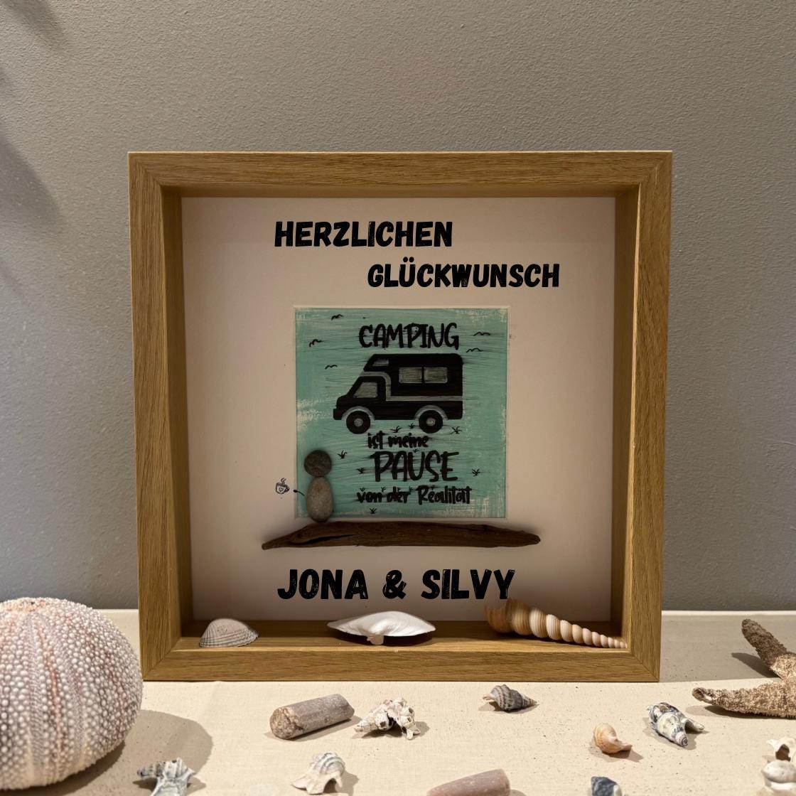 Personalisierter Vanlife Bilderrahmen mit Namen Camping Geschenk Treibholz von Treibholzzauber79