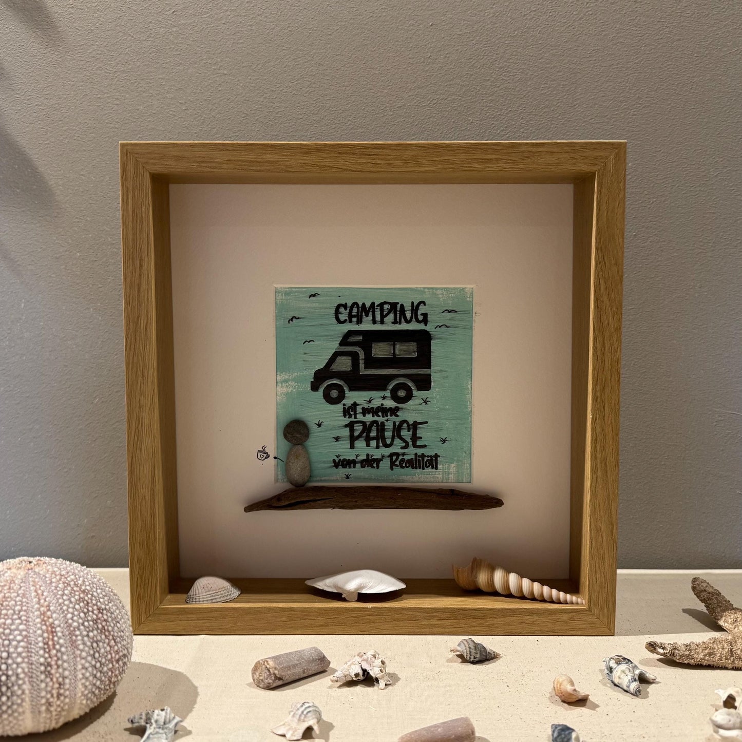 Camping Bilderrahmen Treibholz Naturrahmen 27x27 cm Vanlife Deko von Treibholzzauber79