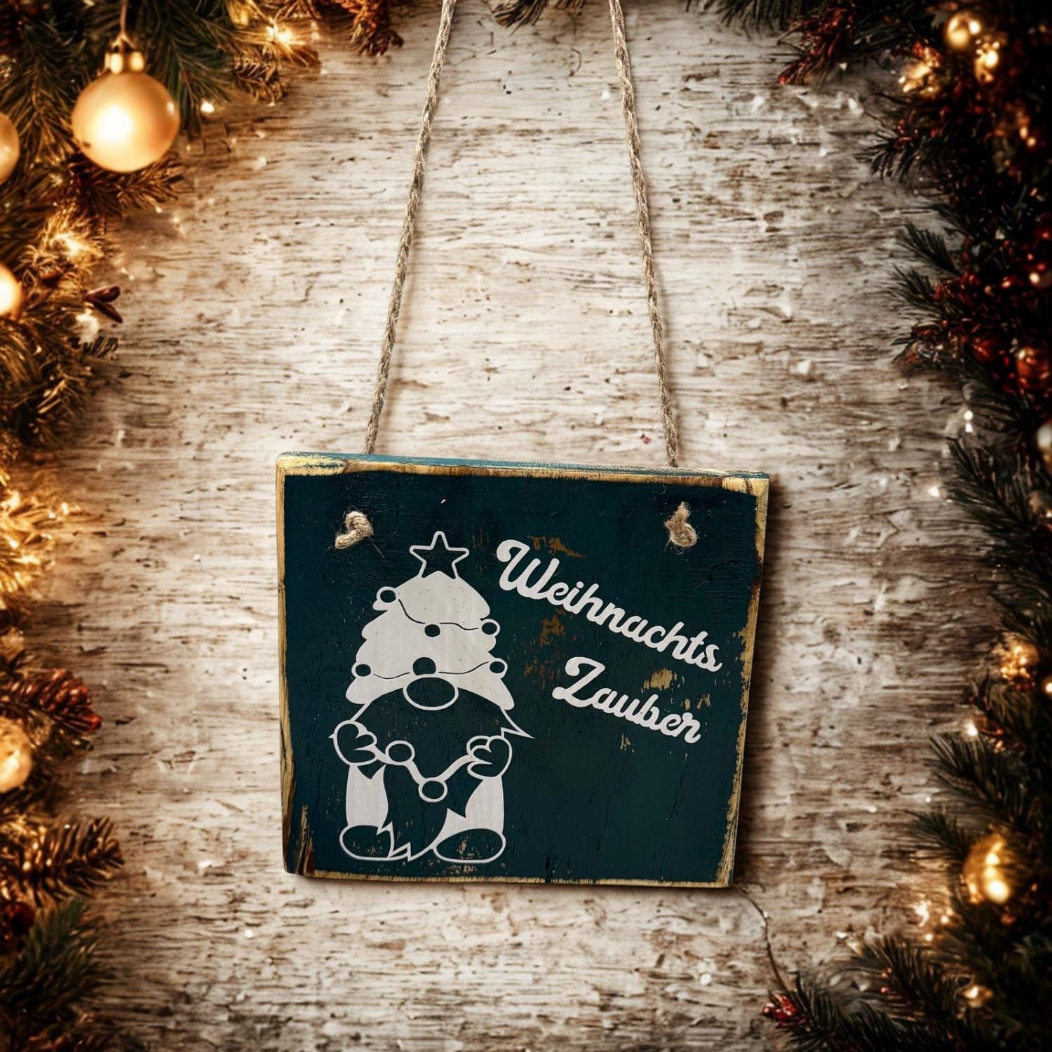 Holz Dekoschild Weihnachten 20 x 18 cm zum aufhängen - Türschild Weihnachten Handmade - skandinavische Weihnachtsdeko, Weihnachtsdeko Holz – Handmade aus Eichenholz massiv, Vinyl von Treibholzzauber79