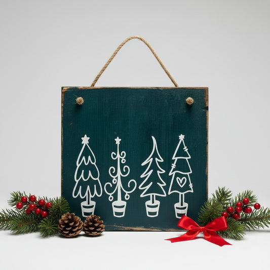 Holz Dekoschild Weihnachten zum Aufhängen aus Eichenholz, skandinavische Weihnachtsdeko 26 x 18,5 cm