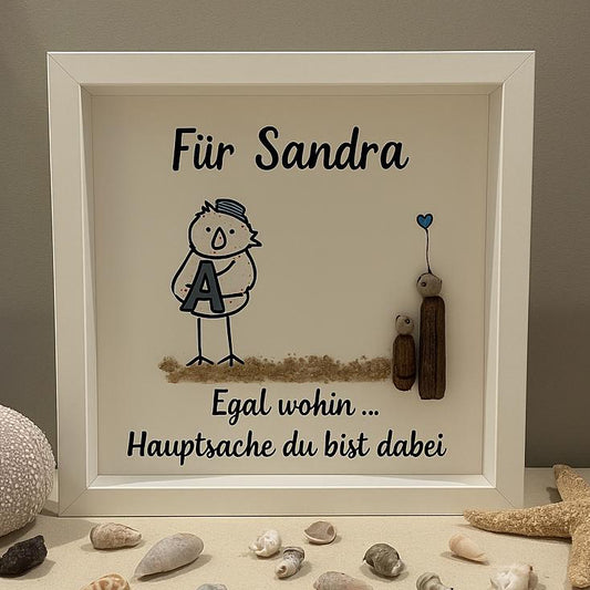Maritimes Steinbild mit Möwe – Einzigartiges Wandbild als maritime Deko und nordisches Flair von Treibholzzauber79