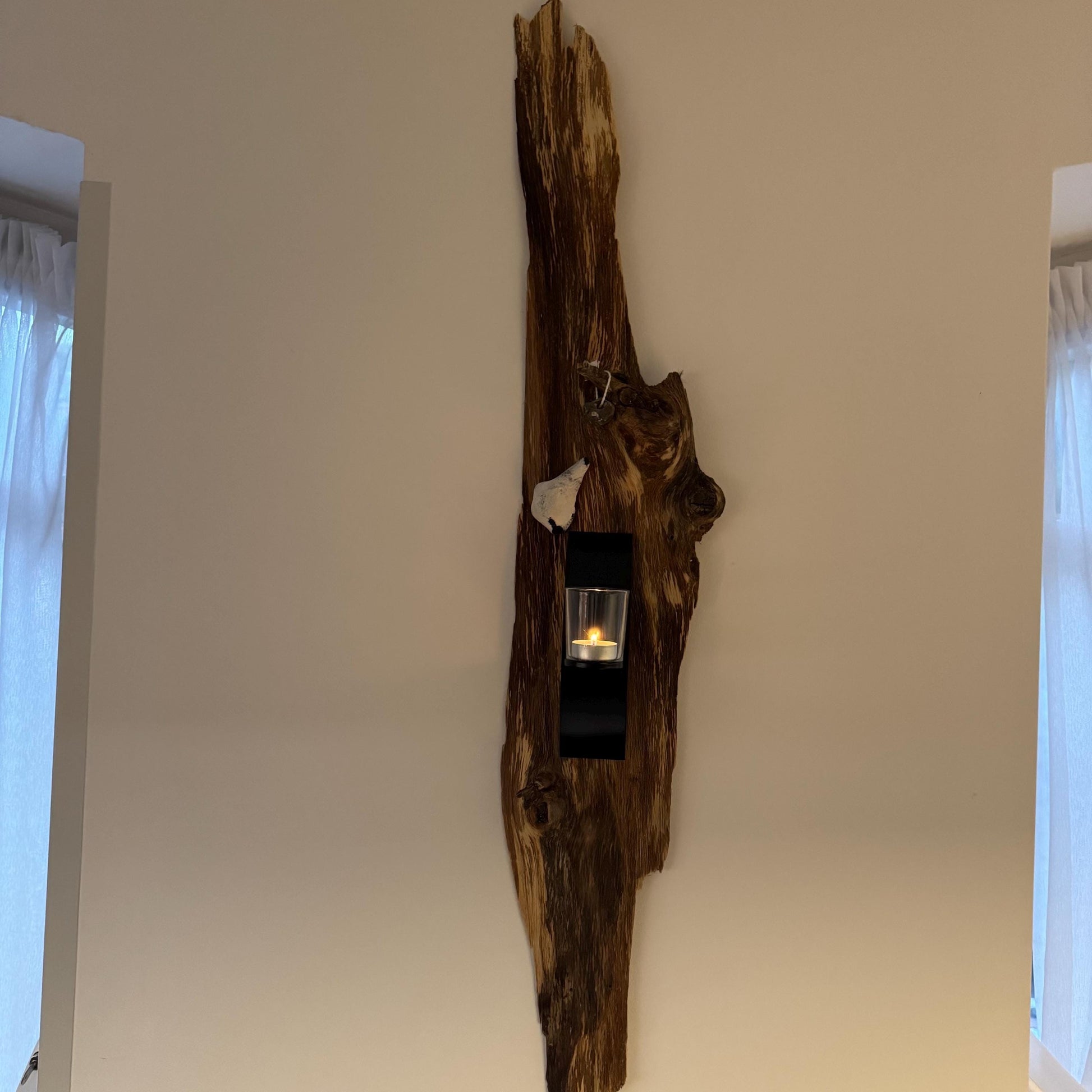 Teelichthalter aus Holz - Hygge Deko - Handmade Geschenke als Nordsee Deko. – Handmade aus Treibholz Nordsee Wanddekoration