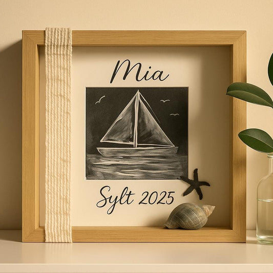 Maritimes Wandbild mit Segelbootmotiv, ein gerahmtes handgemaltes Kunstwerk mit nautischem Thema von Treibholzzauber79