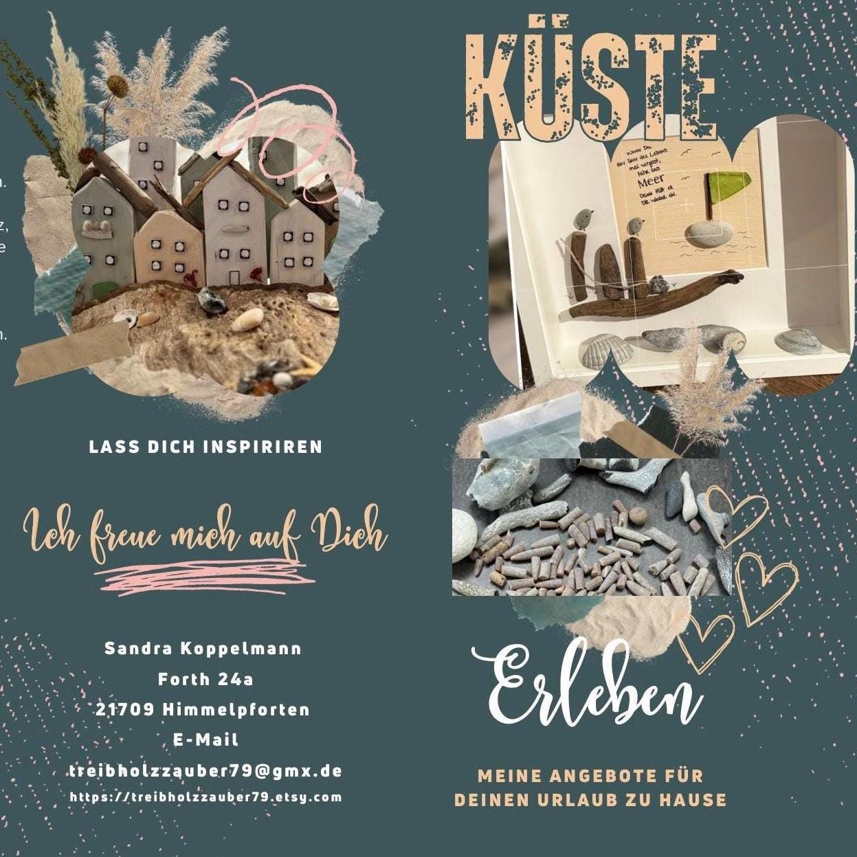 Eine teal-farbene Werbegrafik mit dem deutschen Wort "KÜSTE" oben von Treibholzzauber79