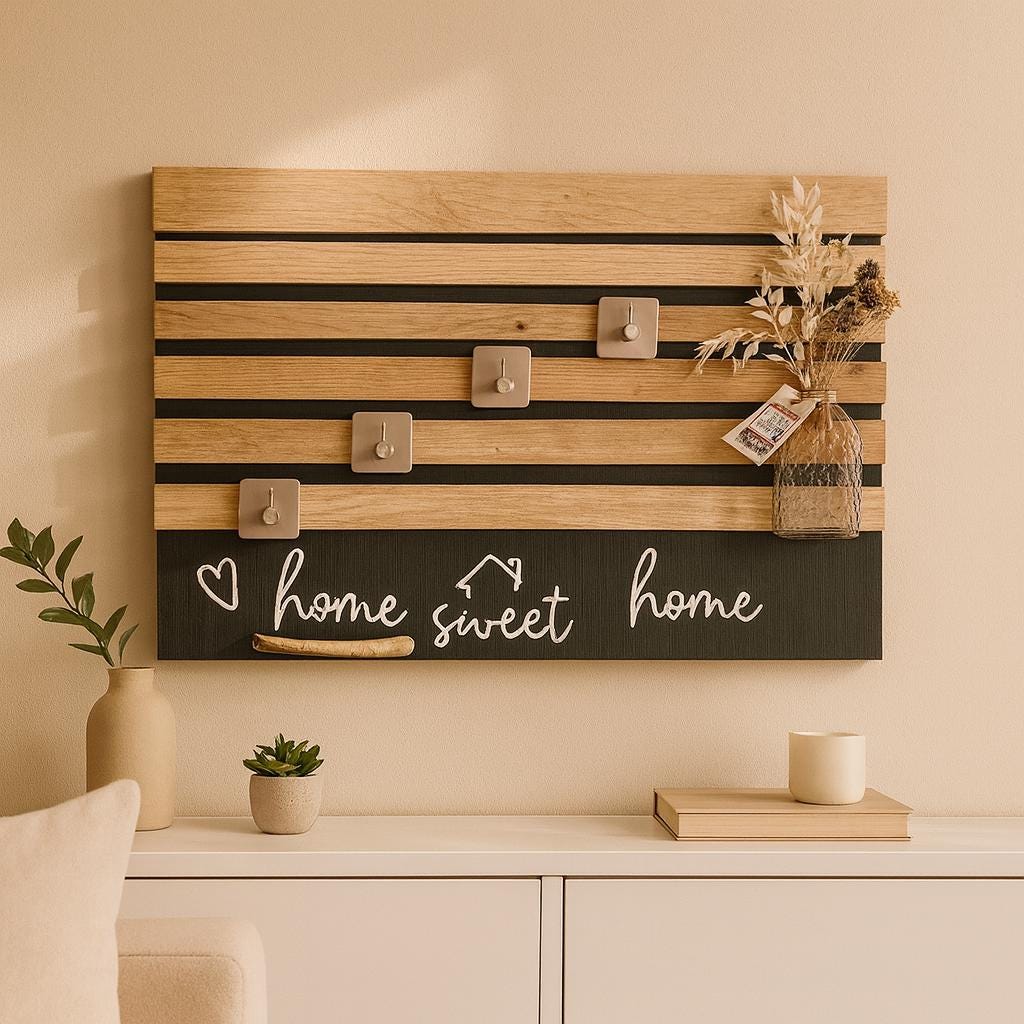 Garderobe Home Sweet Home aus Holz als moderne Wanddeko im Flur oder als Schlüsselbrett von Treibholzzauber79