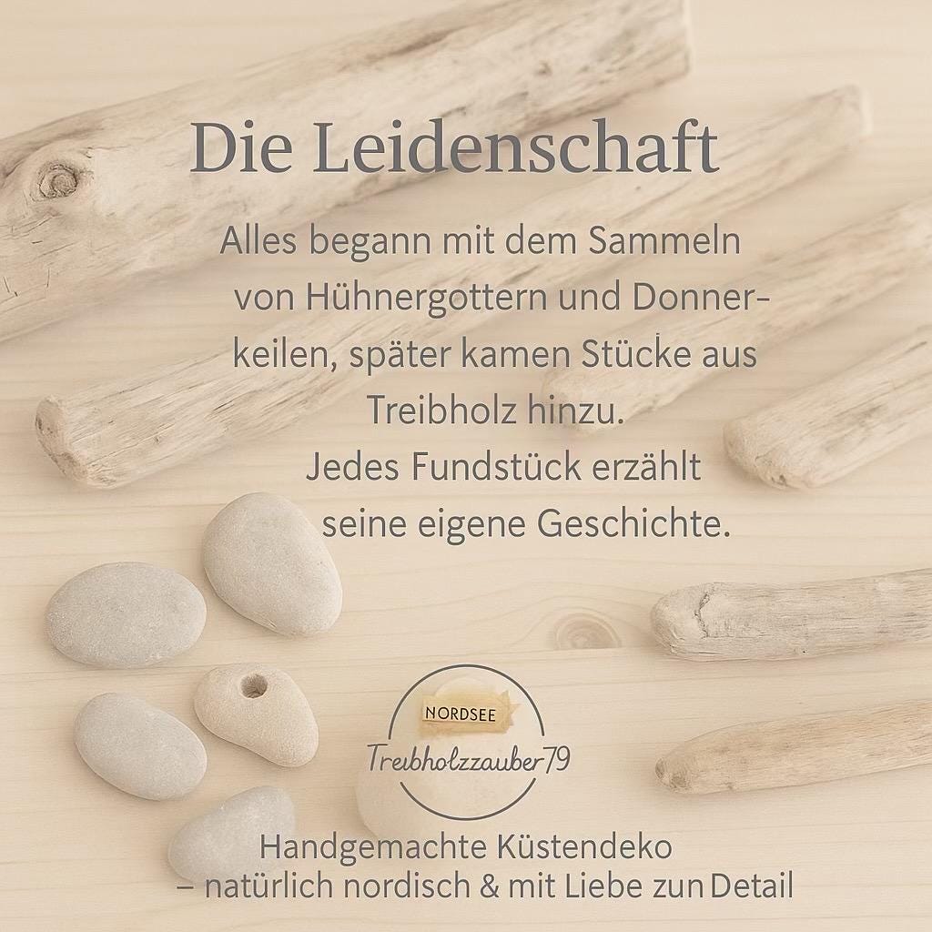 Grafik über die Leidenschaft hinter handgemachter Küstendeko mit Naturmaterialien.