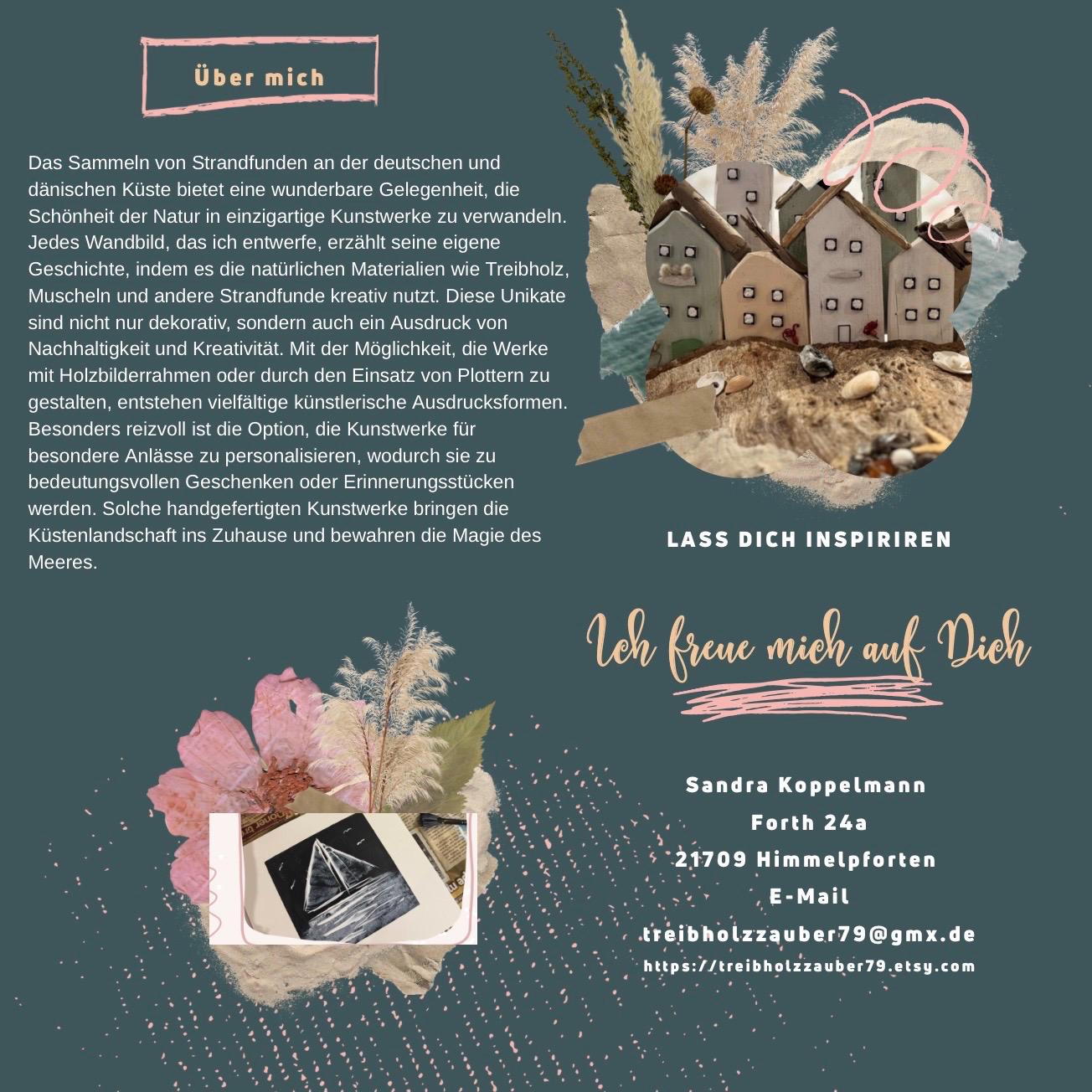 Maritime Vintage Wanddeko mit Schriftzug, Liebe braucht keine Worte, zwei kleinen Holzhäuschen und Strandfunden