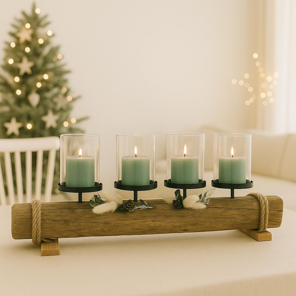 Adventskerzenhalter aus Treibholz | Nordic Driftwood Candle Holder | Handmade Christmas Decor – Handmade aus Treibholz