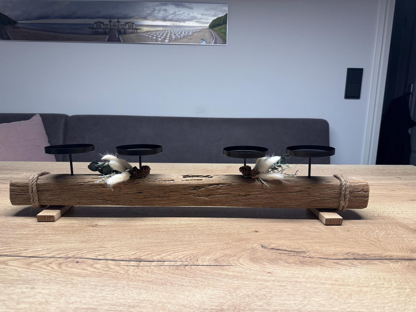 Adventskerzenhalter aus Treibholz | Nordic Driftwood Candle Holder | Handmade Christmas Decor – Handmade aus Treibholz