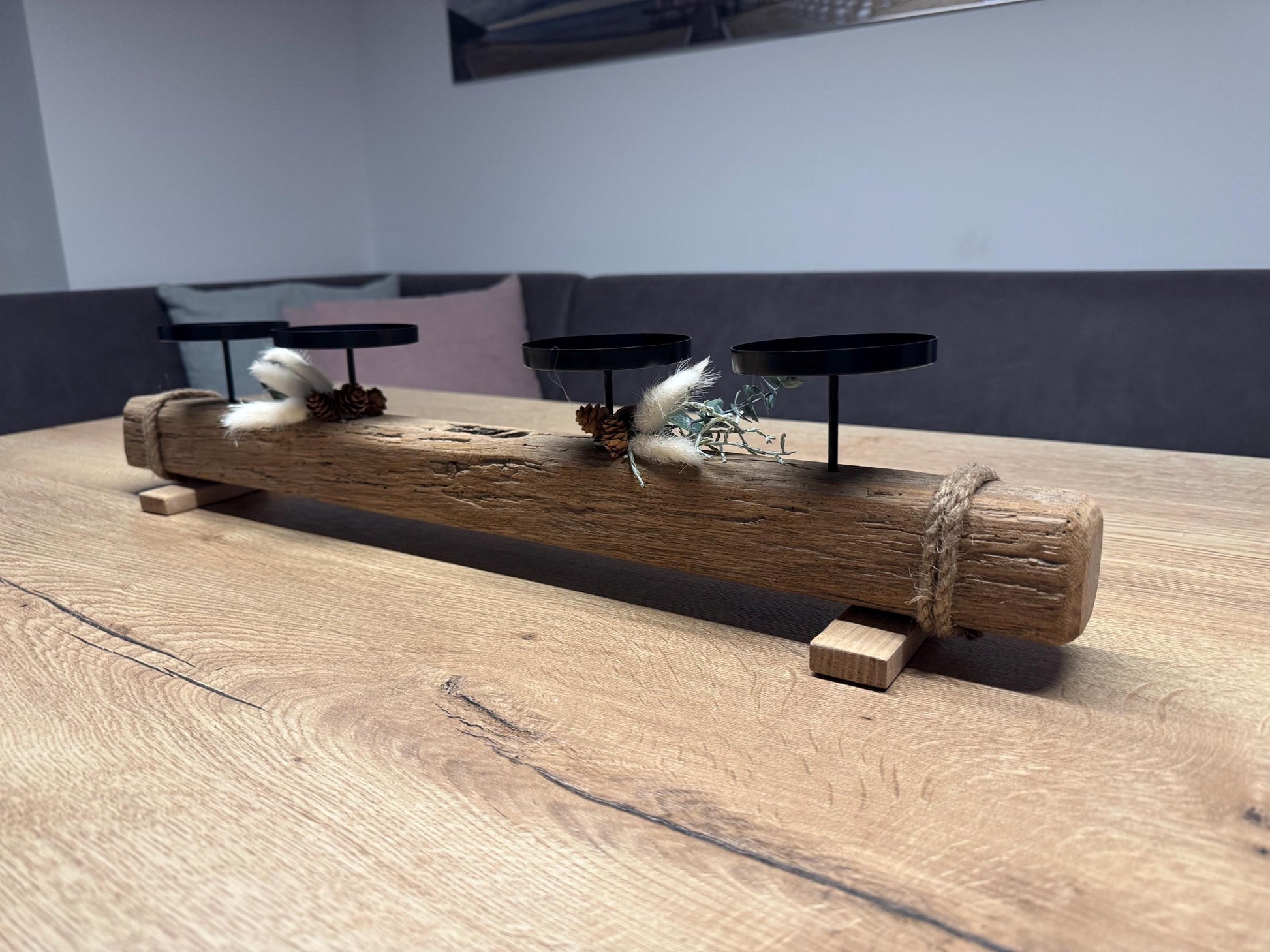 Adventskerzenhalter aus Treibholz | Nordic Driftwood Candle Holder | Handmade Christmas Decor – Handmade aus Treibholz, Eiche