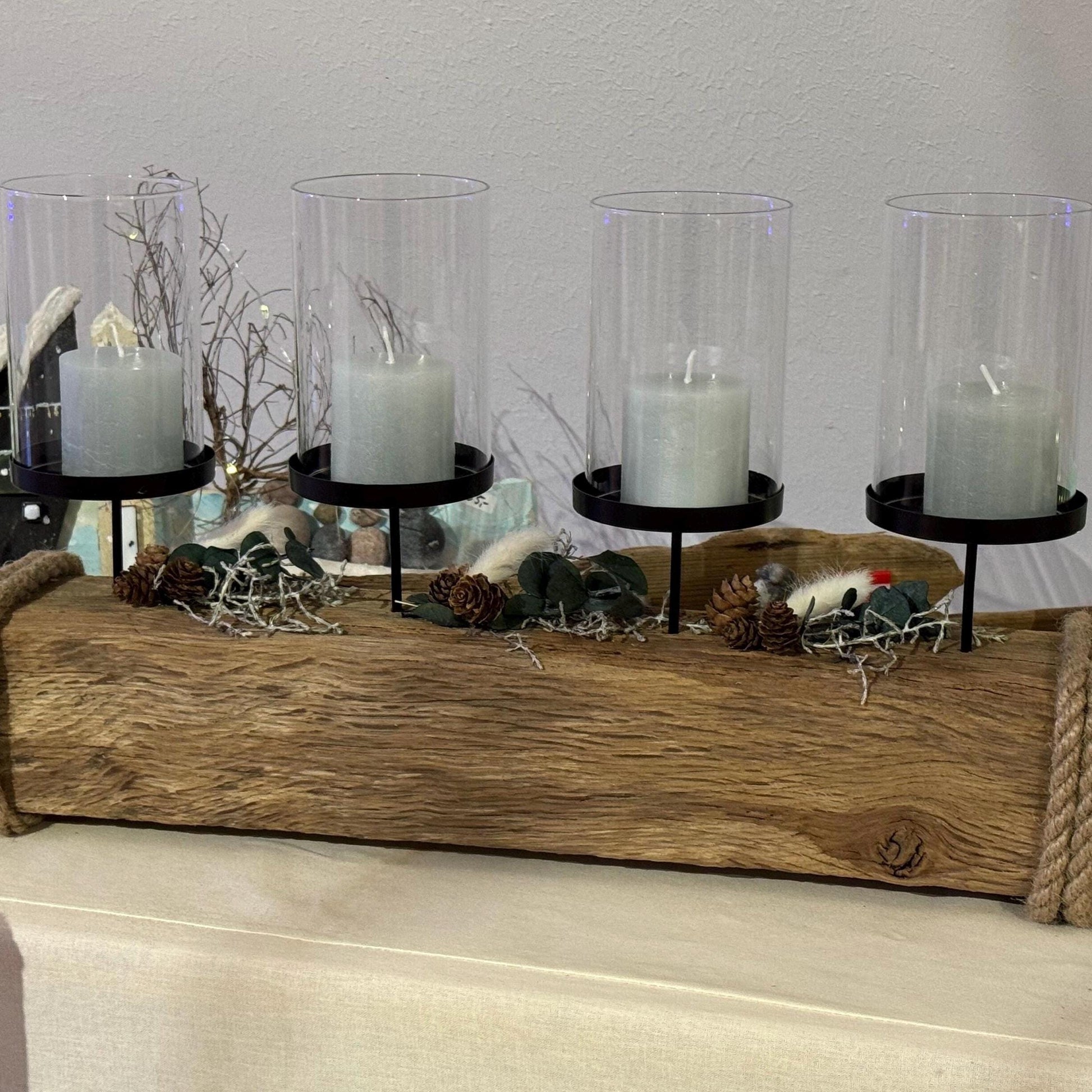 Adventskerzenhalter aus Treibholz 4-flammig | Nordic Christmas Candle Holder | Handgemachte Winterdeko von Treibholzzauber79