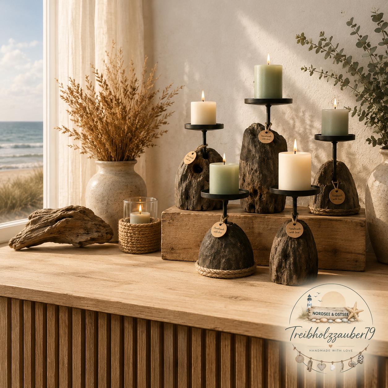 Holzvase aus massiver Eiche mit Reagenzglas | Skandinavische Vase | Handgefertigte Wohndeko | Nordic Home Decor – Handmade aus von Treibholzzauber79