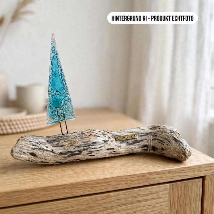 Segelboot Deko 19cm im skandinavischen Wohnraum auf Sideboard, Scandi coastal decor Geschenk