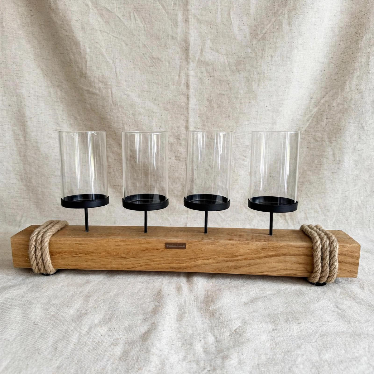 Schlichter Treibholz Kerzenhalter 58cm hell - minimalistischer Altholz Adventskranz ohne Deko Skandi Look puristisch