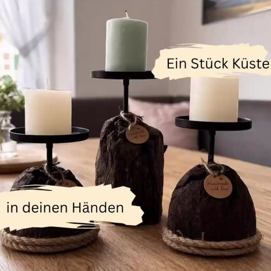 Kerzenhalter aus Treibholz im Set