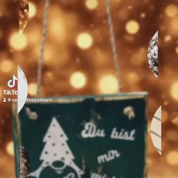 Holz Dekoschild Weihnachten 19 x 19 cm zum aufhängen - Türschild Weihnachten Handmade - skandinavische Weihnachtsdeko, Weihnachtsdeko Holz