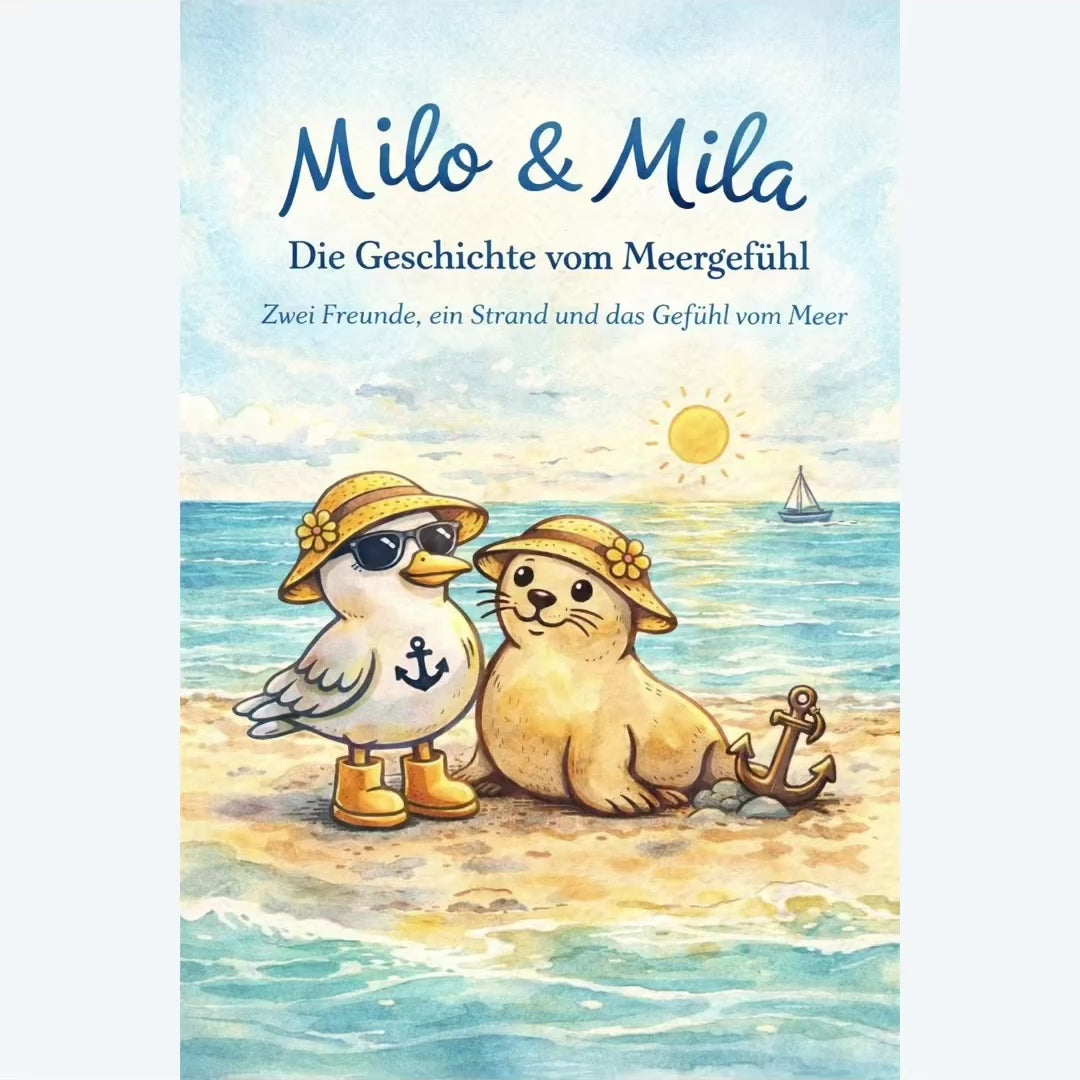 Milo & Mila erzählen die Geschichte vom Meergefühl. Zwei Freunde, ein Strand und das Gefühl vom Meer