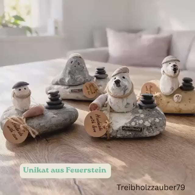 Wal Steinfigur Treibholz | Maritime Deko | Handmade Nordic Coastal Decor | Geschenk Meer | Küstendeko Unikat