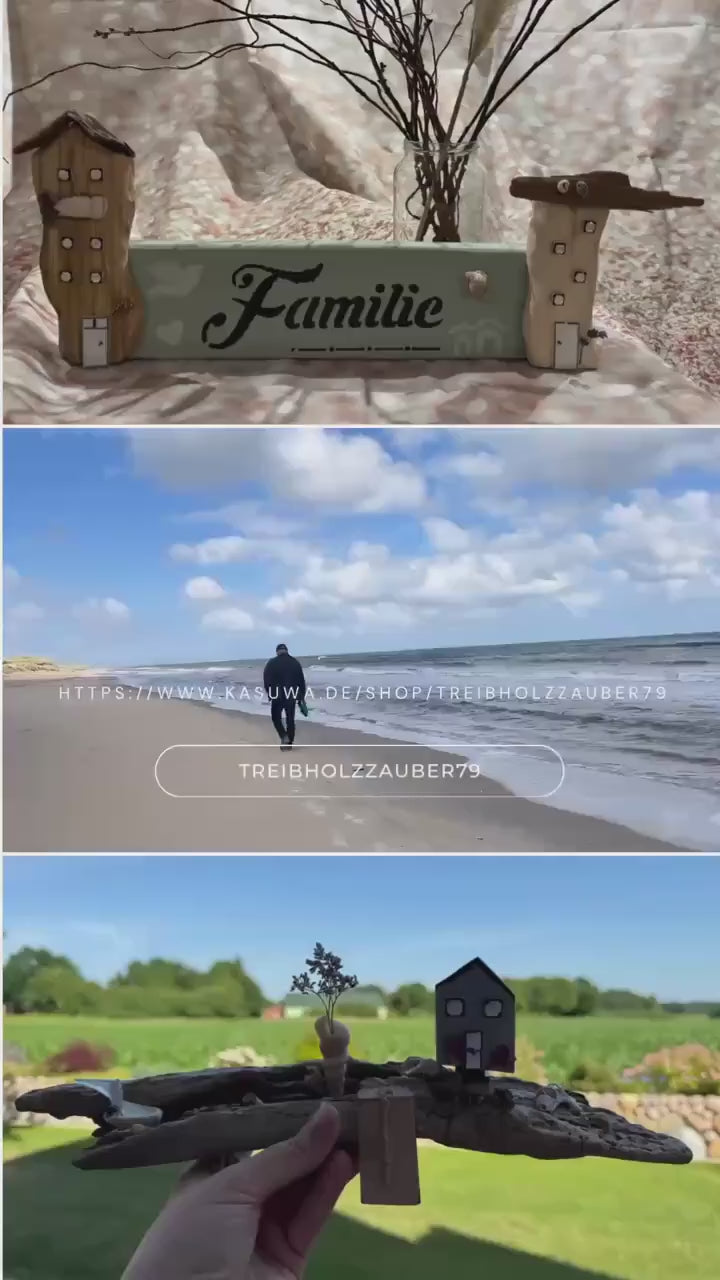Familie Wanddeko Treibholz – Handgemachtes Holzschild skandinavisch – Geschenk Familie & Weihnachten – Maritime Deko natürlich nordisch
