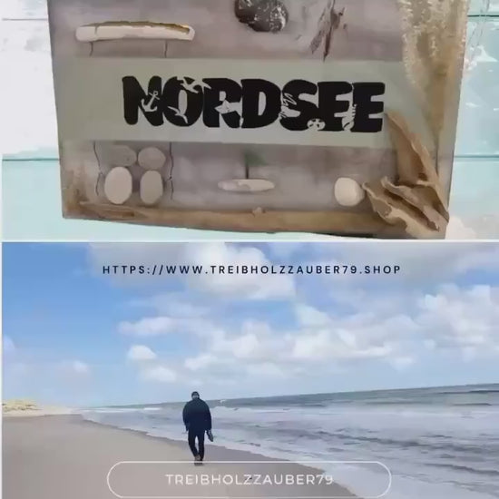 Treibholz Wandbild Nordsee 44x30 cm aus antiker Eiche | Driftwood Wall Art | Handmade Maritime Coastal Decor