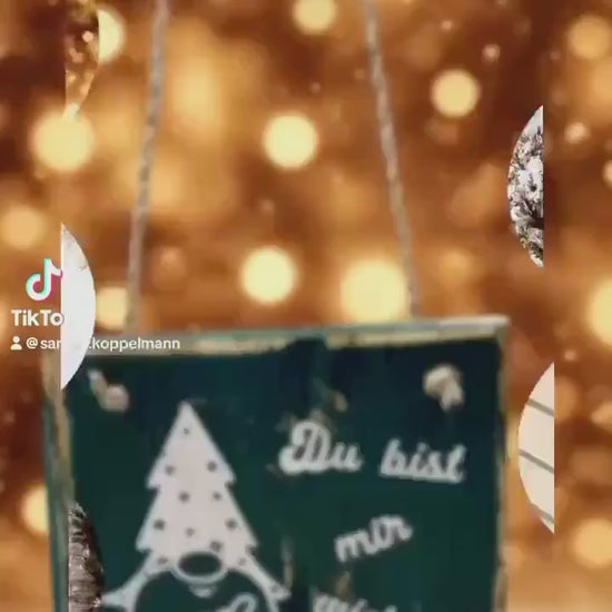 Deko Weihnachtswichtel auf massiven Eichenholz 13 x 18 x3cm - Fensterbank Deko Weihnachten - skandinavische Weihnachtsdeko - Handmade